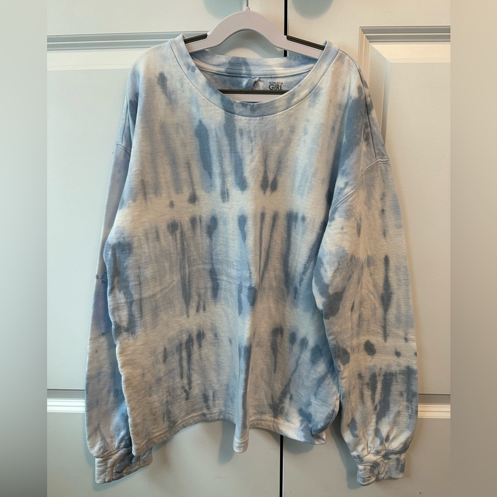 Athleta Girl Beachy Breeze Blue and White Tie Dye Sweatshirt (Size XXL/16)